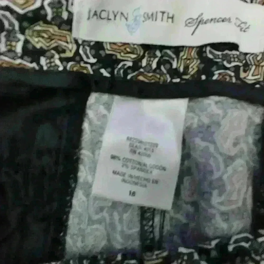JACLYN SMITH CAPRI BLACK BROWN PANT SZ 16 - Picture 4 of 4